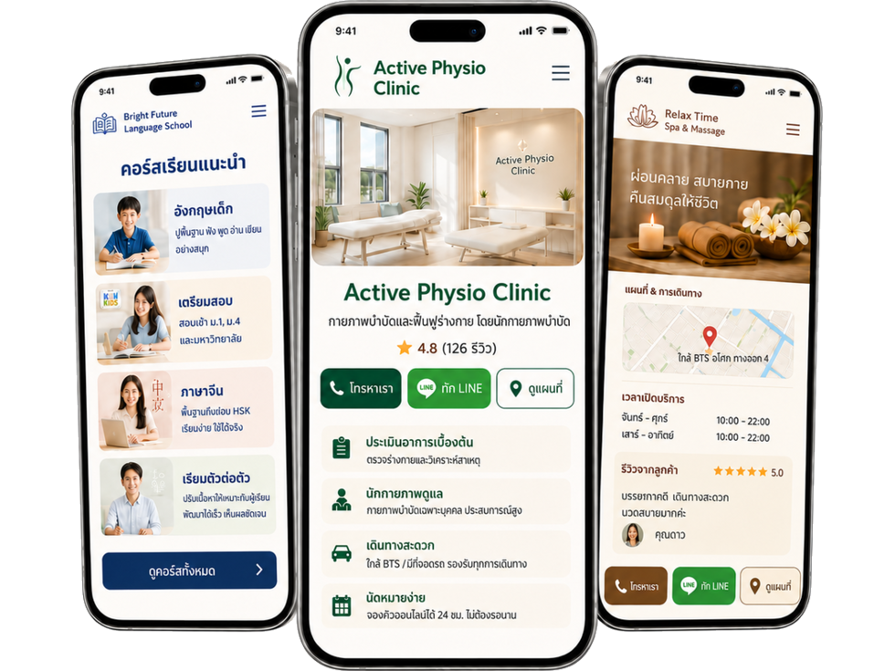 ภาพ mockup โทรศัพท์แสดงหน้าโปรโมตร้าน